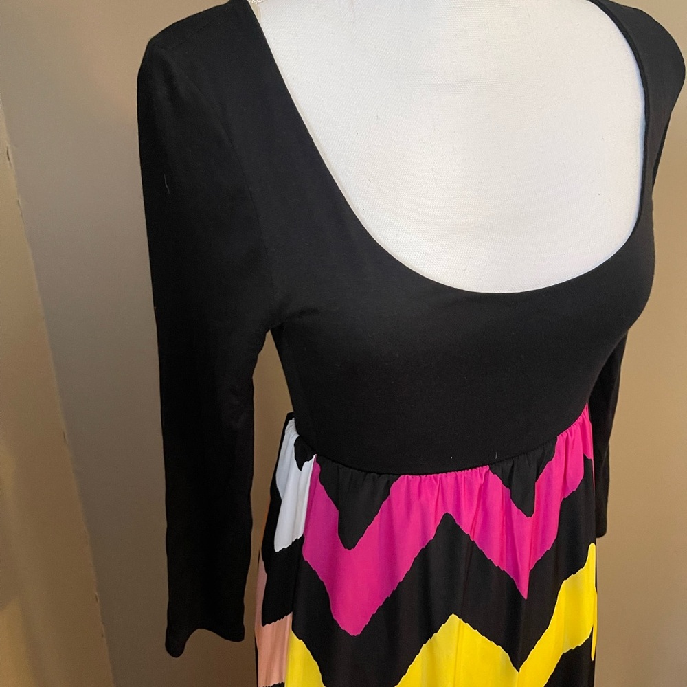 Filly Flair Black and Pink Sundress with 3/4 Bishop Sleeves and Scoop Neck